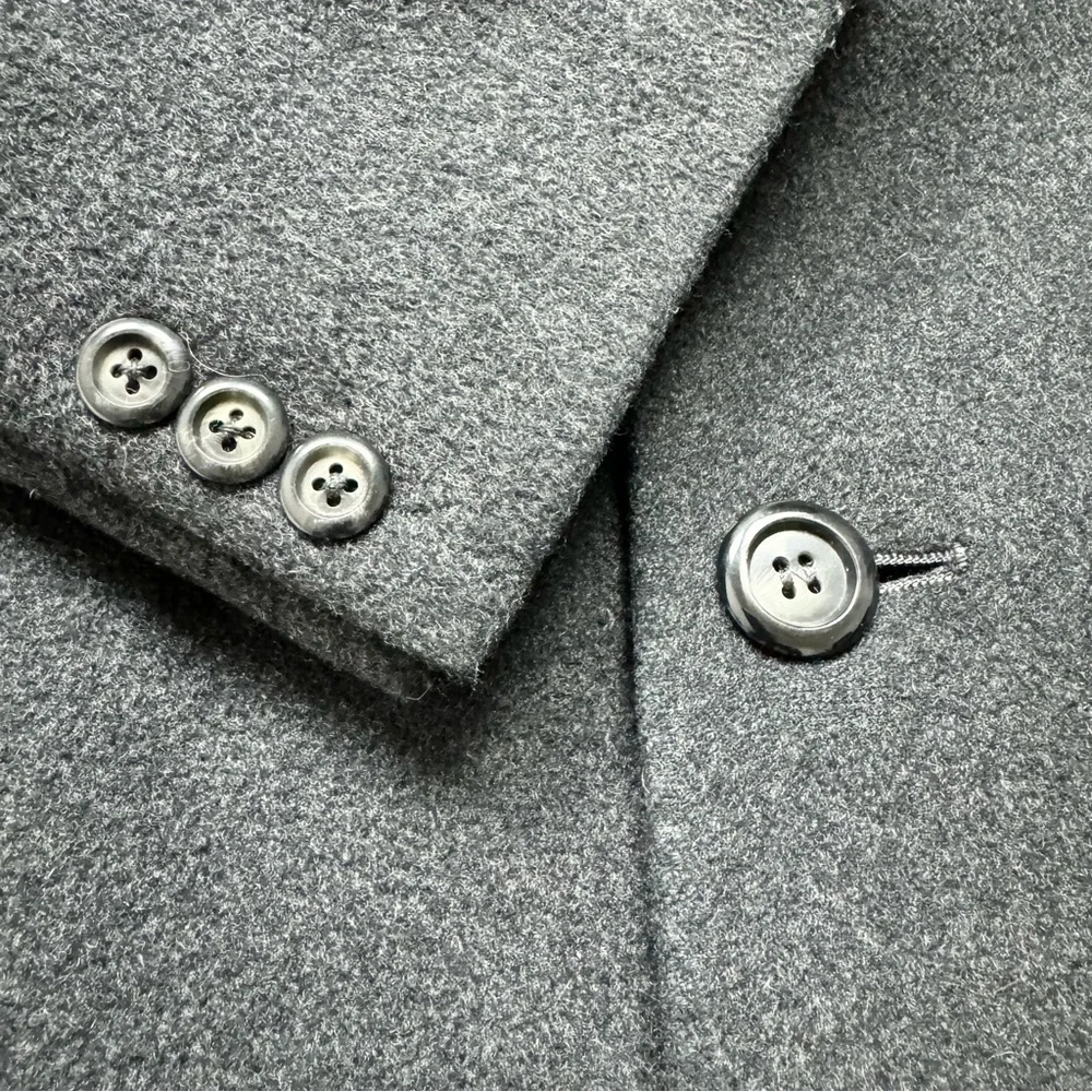 Mens Henry James Ltd Vtg Italy Cashmere Wool Three Button Long Overcoat Gray 42R - Picture 7 of 15